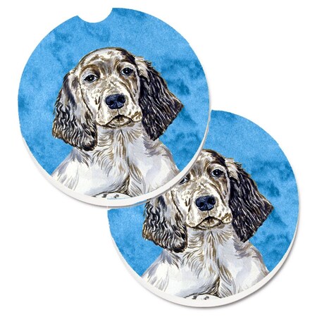 Carolines Treasures Blue English Setter Set of 2 Cup Holder Car Coaster LH9367BUCARC